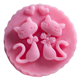 Różowe Dwa Kotki w Medalionie naturalne mydło glicerynowe Wiśnia