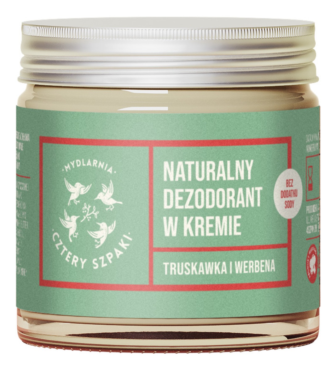 Naturalny dezodorant w kremie Truskawka i Werbena bez dodatku sody