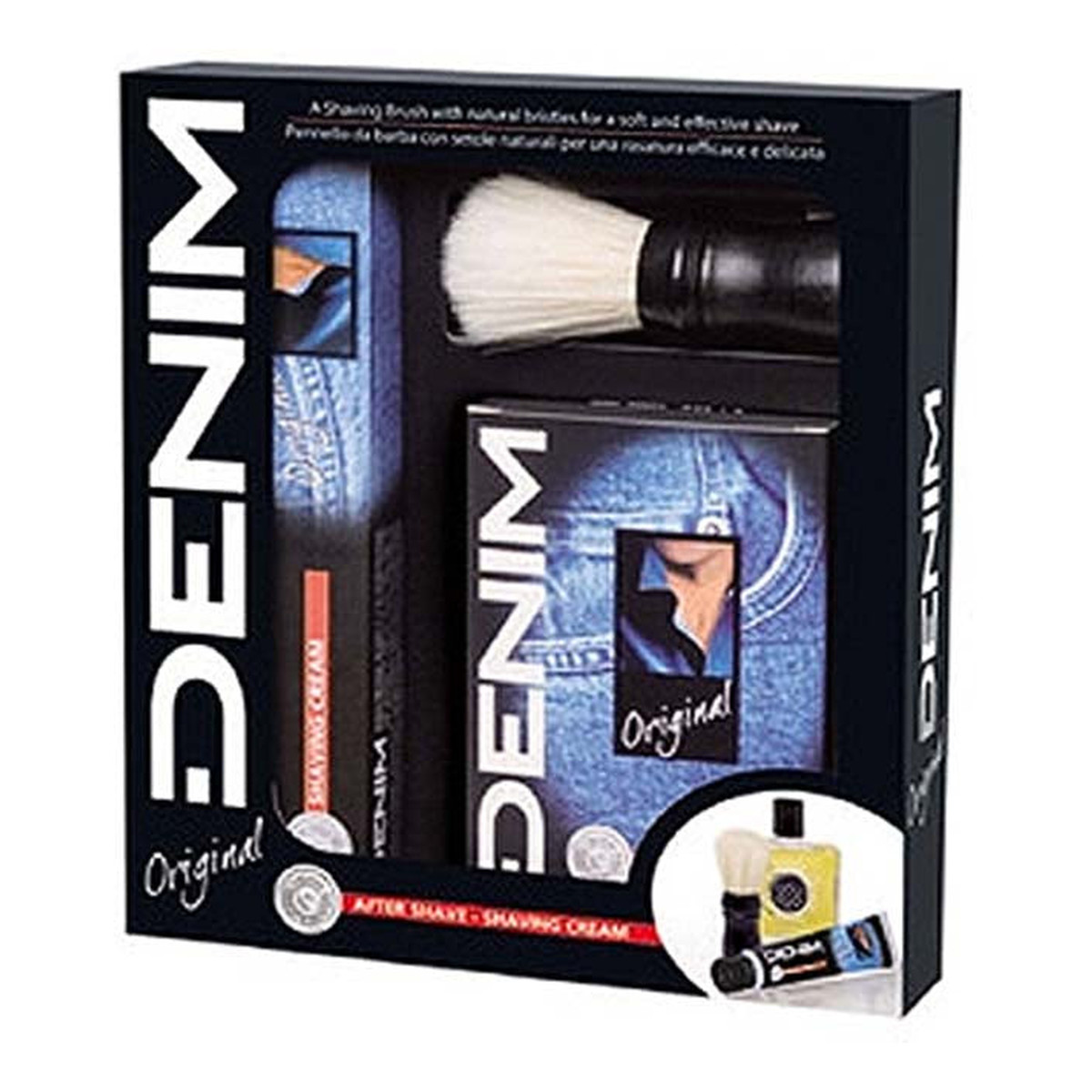 Denim Original Zestaw prezentowy krem do golenia 100 ml + Woda po goleniu 100 ml + Pędzel do golenia