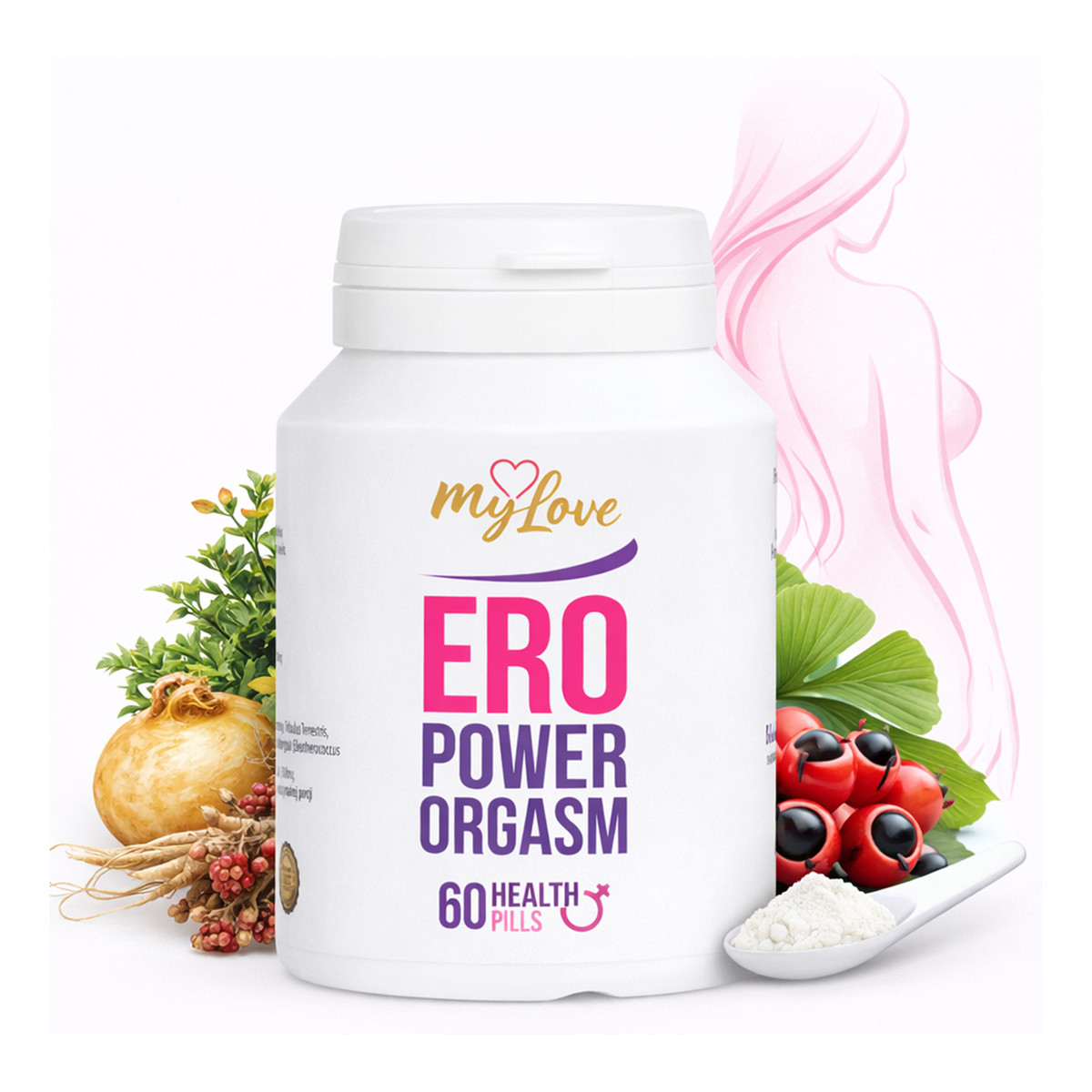 MyLove Ero Power Orgasm suplement diety dla kobiet wspierający intensywność doznań seksualnych 60 kapsułek