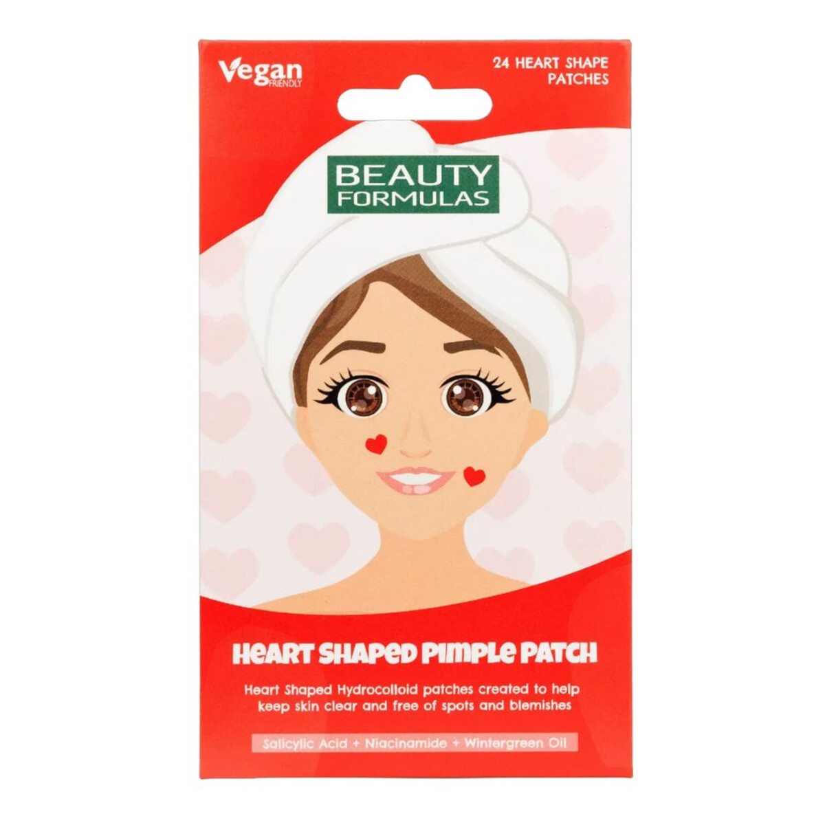 Beauty Formulas Heart shaped pimple patch hydrożelowe plastry na niedoskonałości skóry w kształcie serca 24szt.