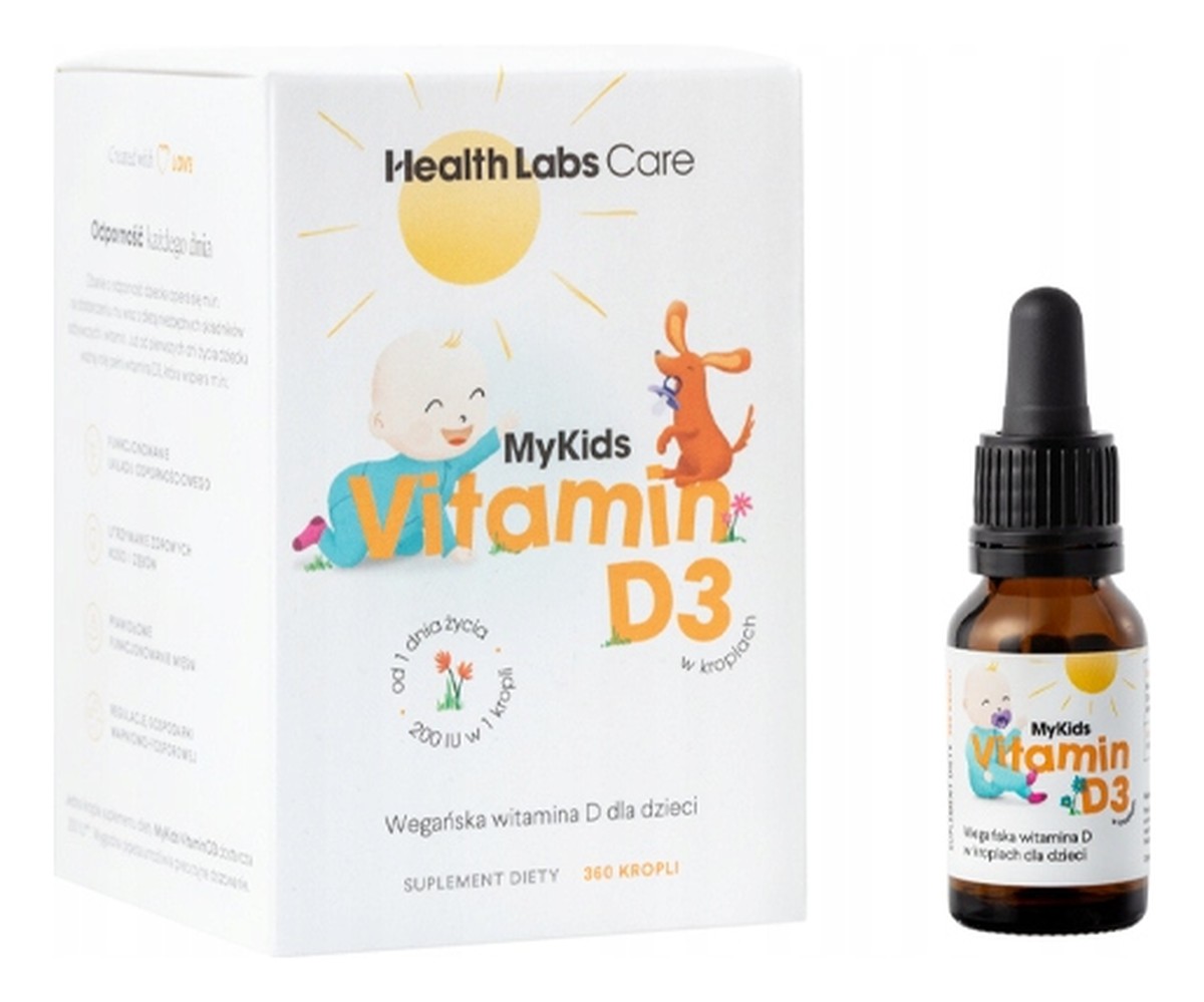 Mykids vitamin d3 wegańska witamina d w kropelkach dla dzieci suplement diety 9,7 ml