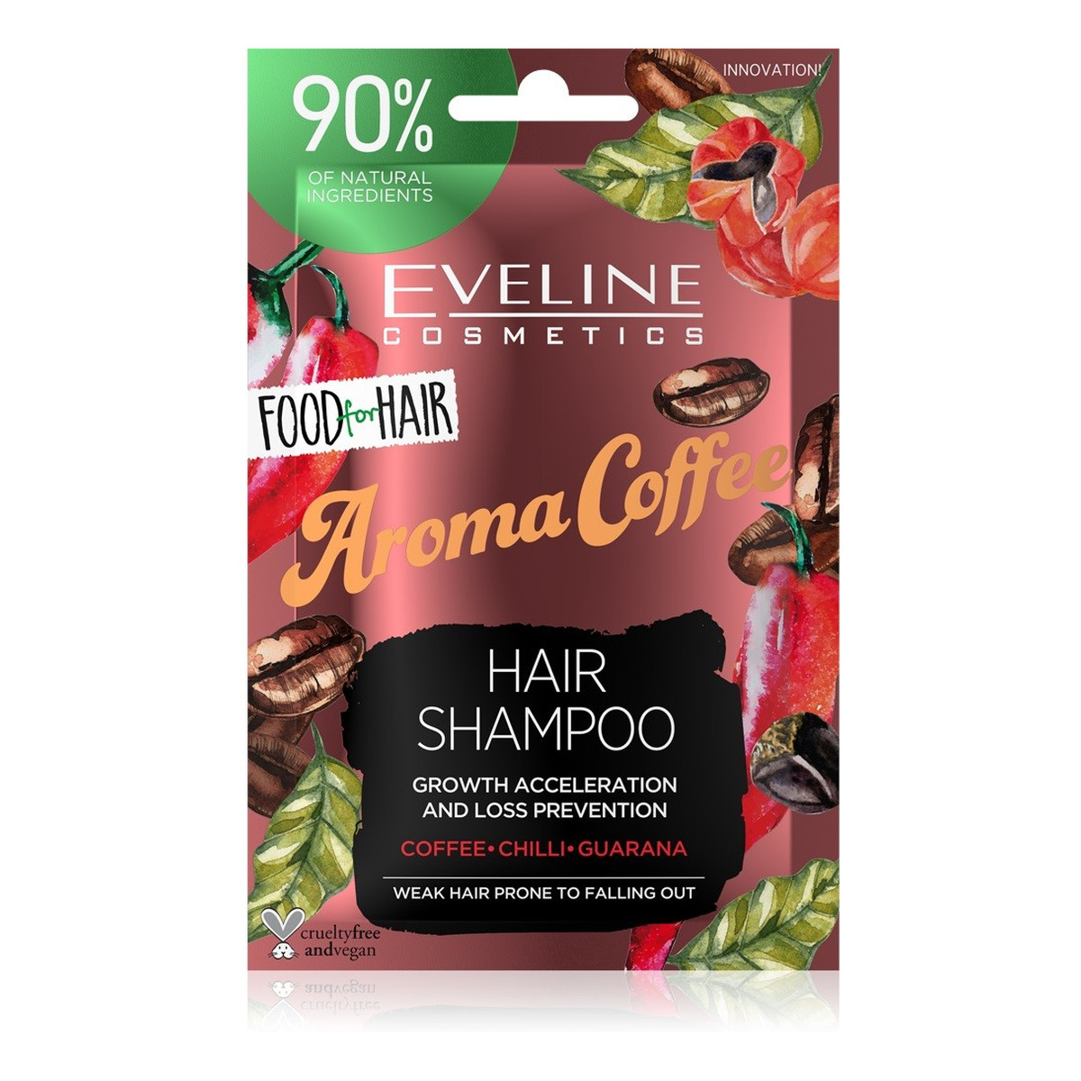 Eveline Food for Hair Aroma Coffee Szampon do włosów słabych i łamliwych regeneracja i wzmocnienie 20ml