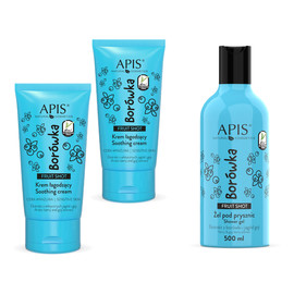 Żel pod prysznic 500ml + Krem łagodzący 2x 50ml Borówka