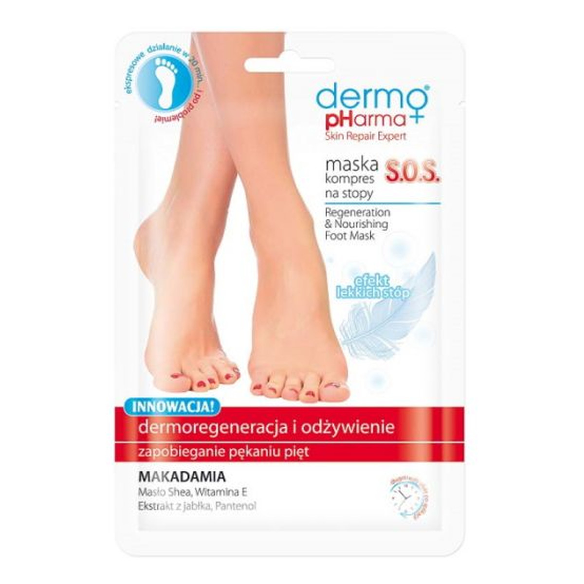 Dermo Pharma Odżywcza maska zapobiegająca pękaniu pięt z olejkiem Makadamia