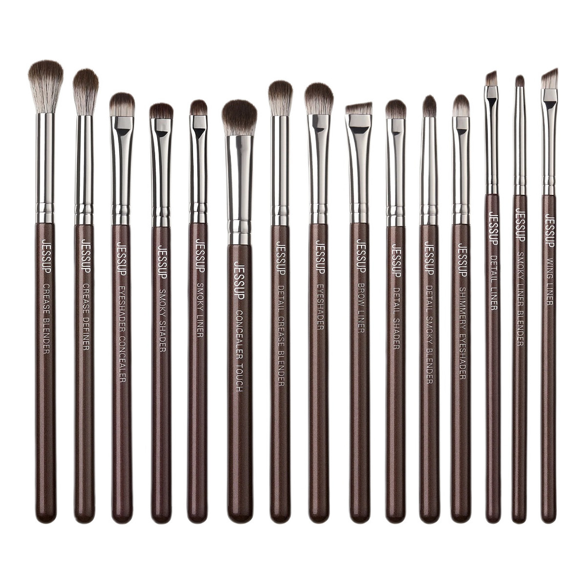 JESSUP Brown Makeup Brushes Zestaw pędzli do makijażu oczu t499 15szt.