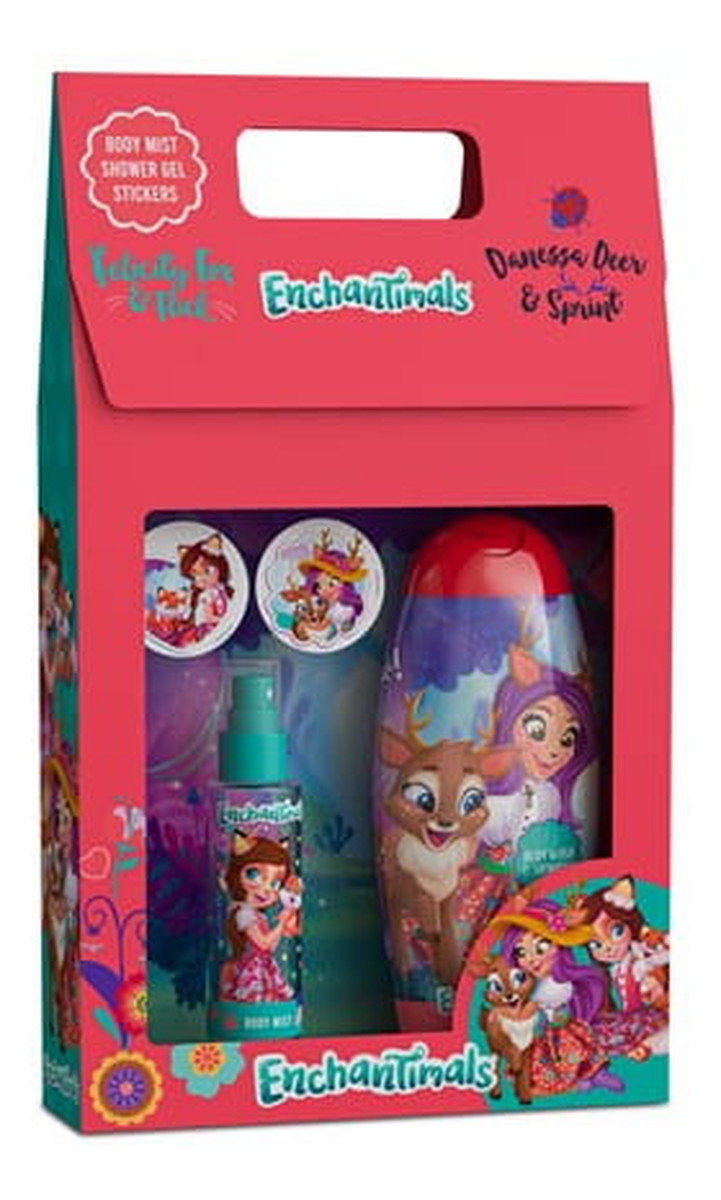 Zestaw Prezentowy Kuferek Enchantimals Żel pod prysznic + Mgiełka zapachowa + naklejki
