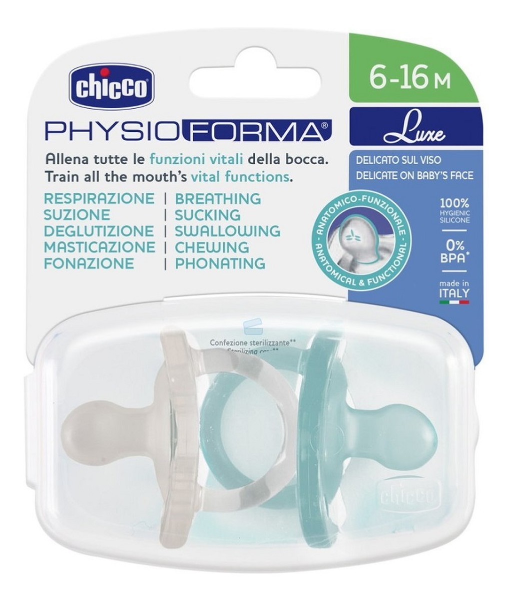 PhysioForma Luxe smoczek silikonowy uspokajający 6-16m Miętowy 2szt.