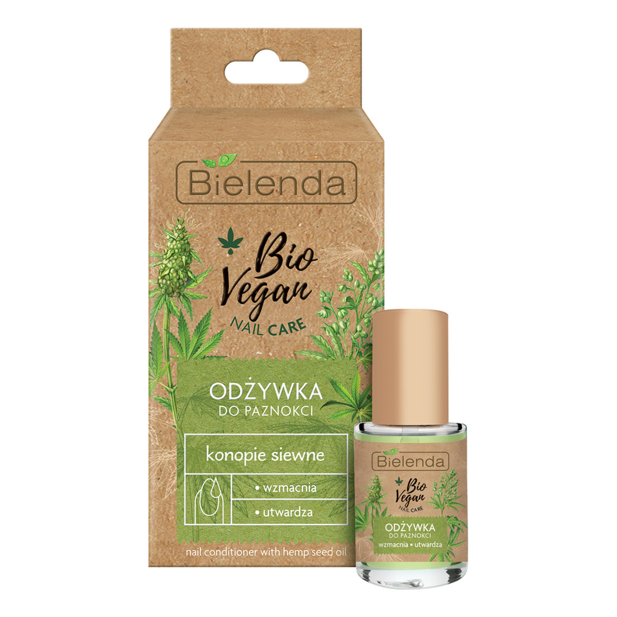 Bielenda Bio vegan nail care odżywka do paznokci wzmacniająco-utwardzająca konopie siewne 10ml