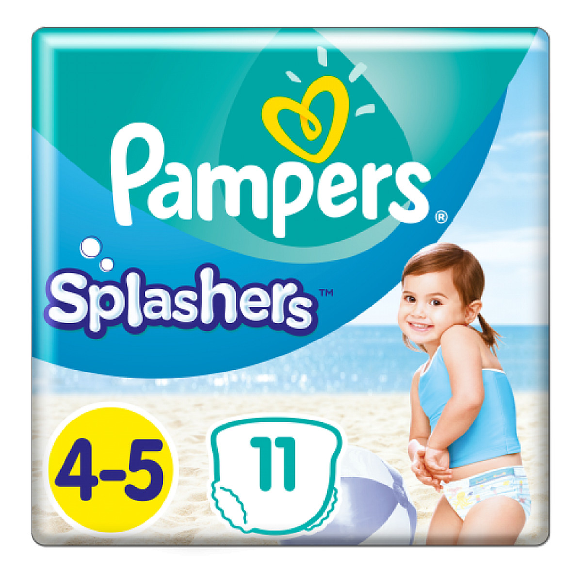 Pampers SPLASHERS PIELUCHOMAJTKI Pieluszki do pływnia Rozmiar 4-5 / 9-15kg 11 sztuk