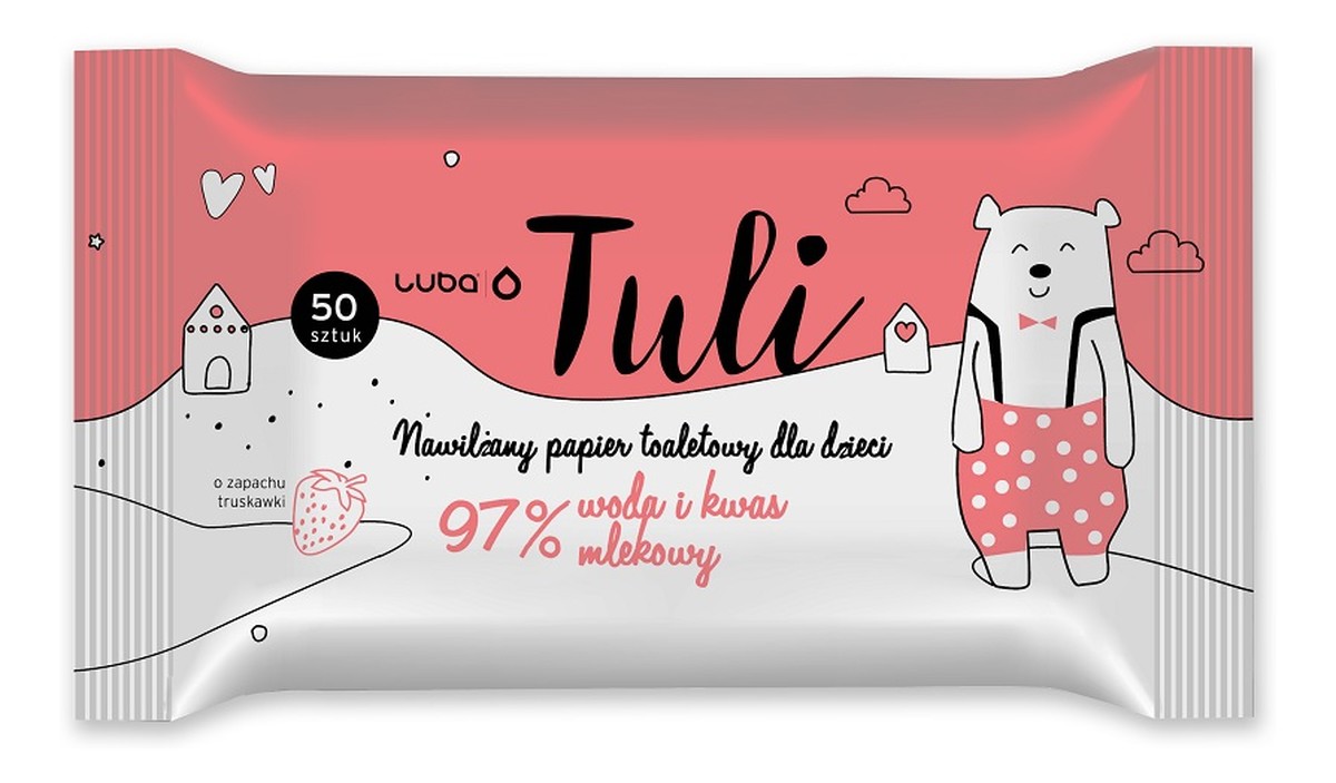 Tuli nawilżany papier toaletowy dla dzieci truskawka 50szt