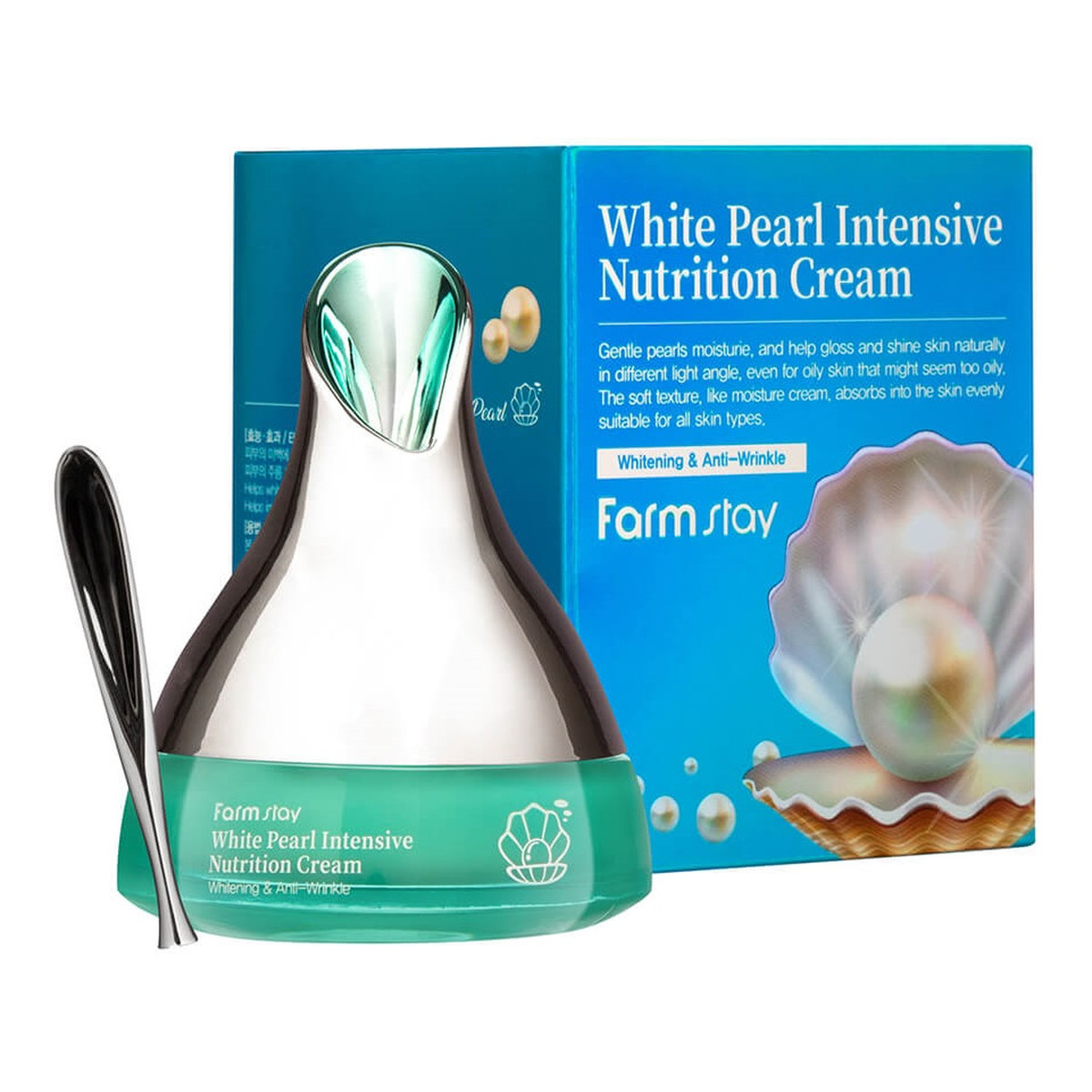 Farmstay White Pearl Intensive Nutrition Cream przeciwzmarszczkowy Krem z ekstraktem z pereł 50g 50g