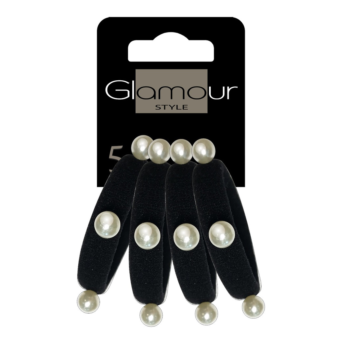 Glamour Gumki do włosów czarne z perełkami 4szt