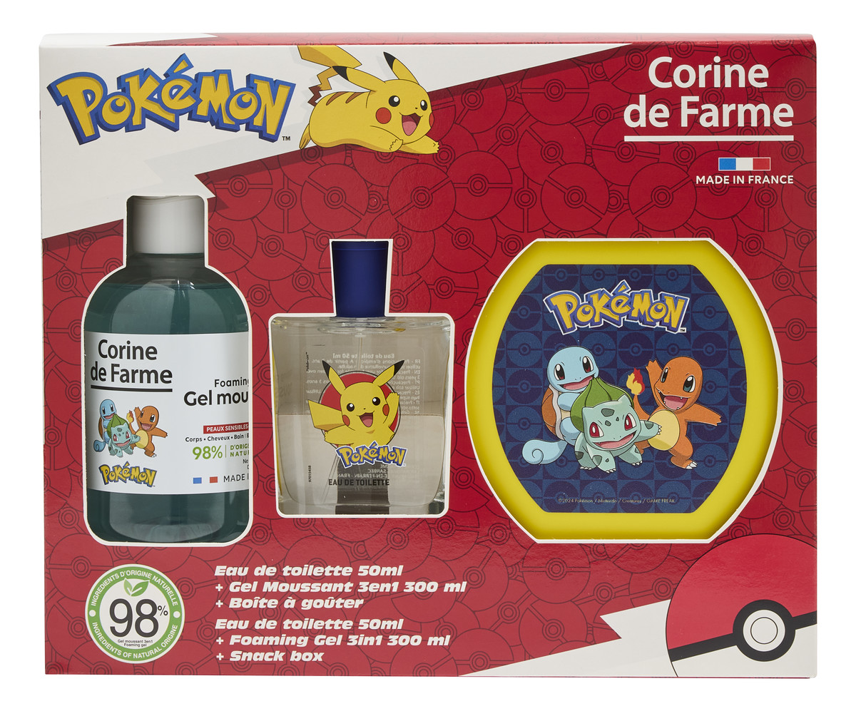 Zestaw prezentowy Pokemon (woda toaletowa 30ml + żel pieniący 3w1 300ml + pudełko na przekąski)