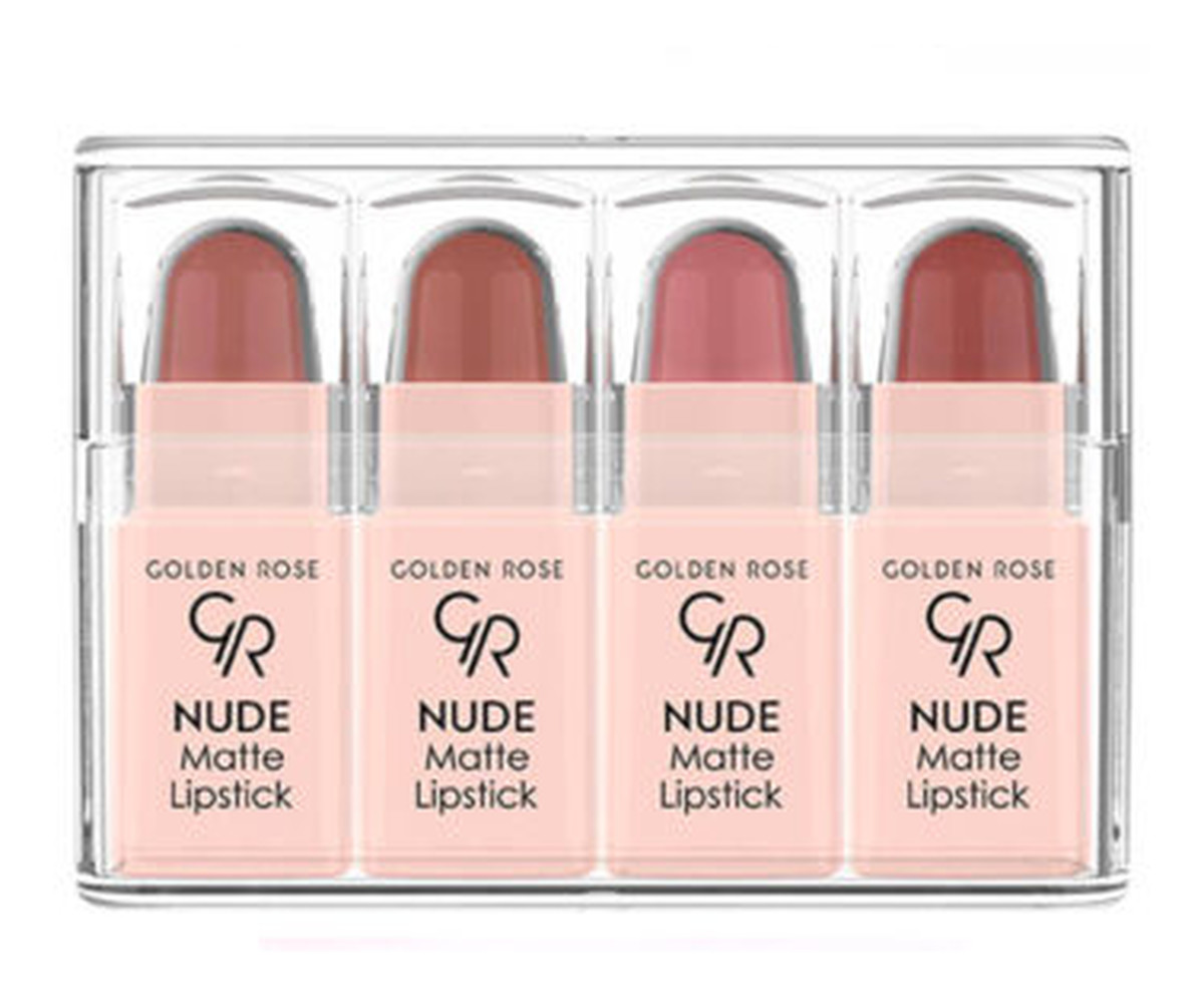Nude Matte Lipstick – Zestaw 4 matowych mini pomadek do ust Nude Look