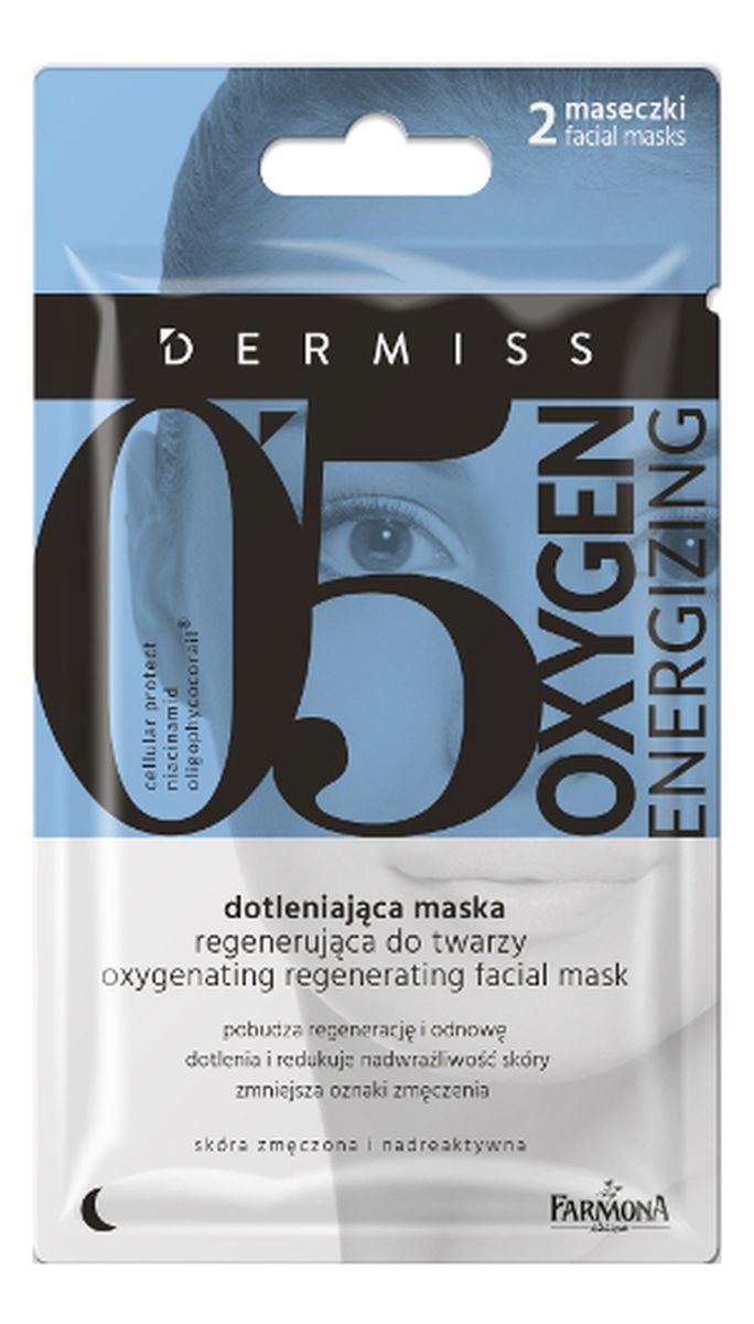0’5 OXYGEN ENERGIZING dotleniająca maska regenerująca do twarzy, 2x5 ml