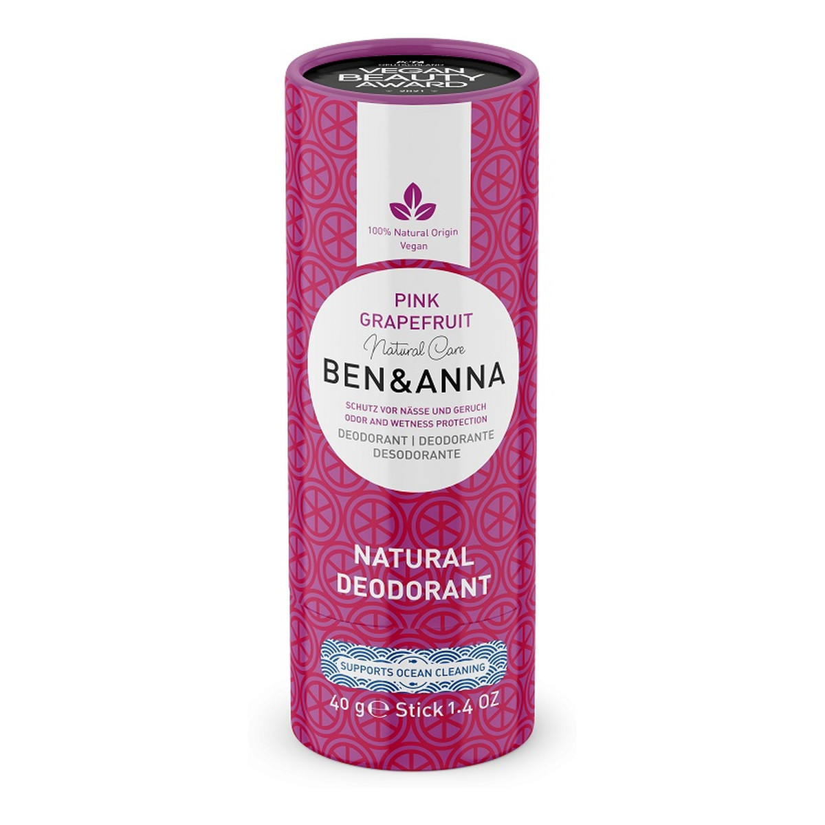 Ben&Anna Natural Soda Deodorant naturalny dezodorant na bazie sody sztyft kartonowy Pink Grapefruit 40g