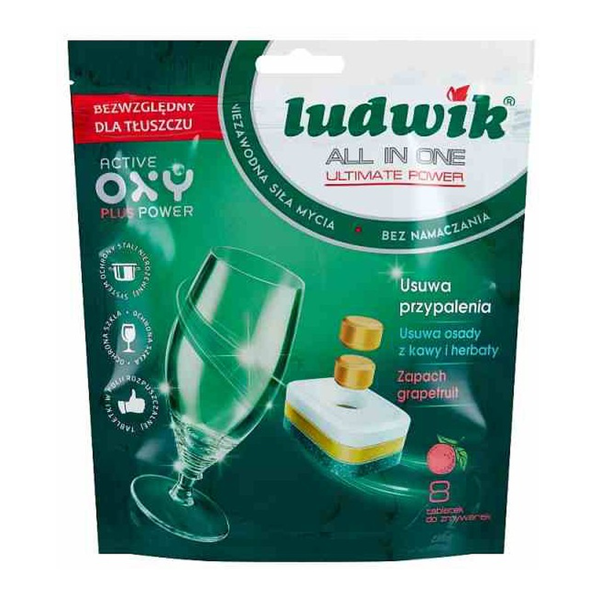 Ludwik All In One Tabletki do zmywarki Graperfuit 8 szt. 144g