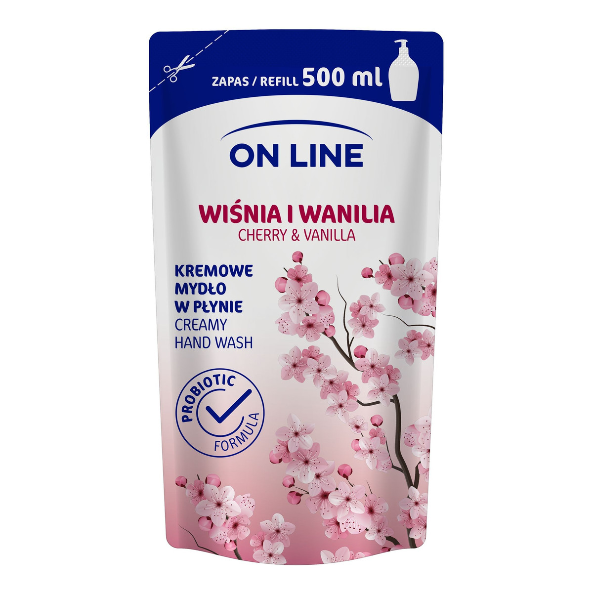 On Line Mydło kremowe w płynie Wiśnia i Wanilia - uzupełnienie 500ml