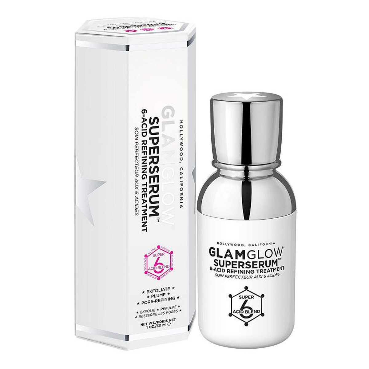 GlamGlow Superserum™ 6-acid refining treatment serum do twarzy 30ml