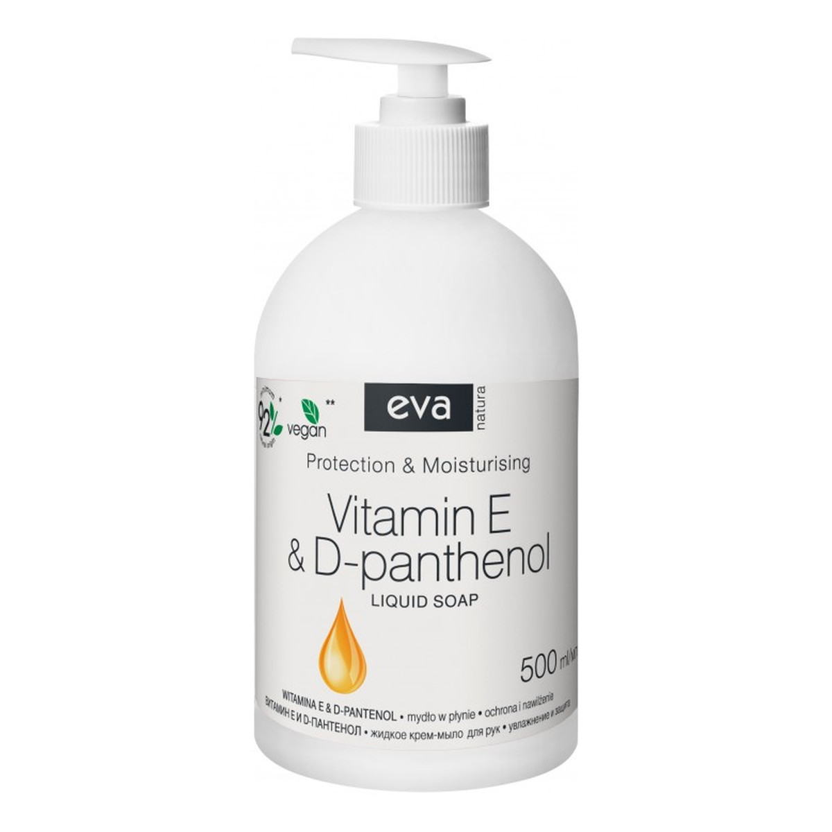 Eva Natura Mydło kremowe do rąk w płynie Witamina E i D-panthenol 500ml