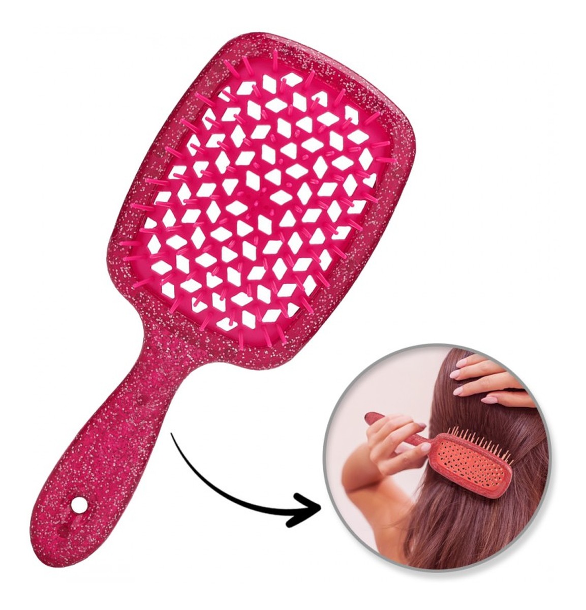 Szczotka Do Rozczesywania Włosów, Suszenia, Masażu Różowa SCZ17CR