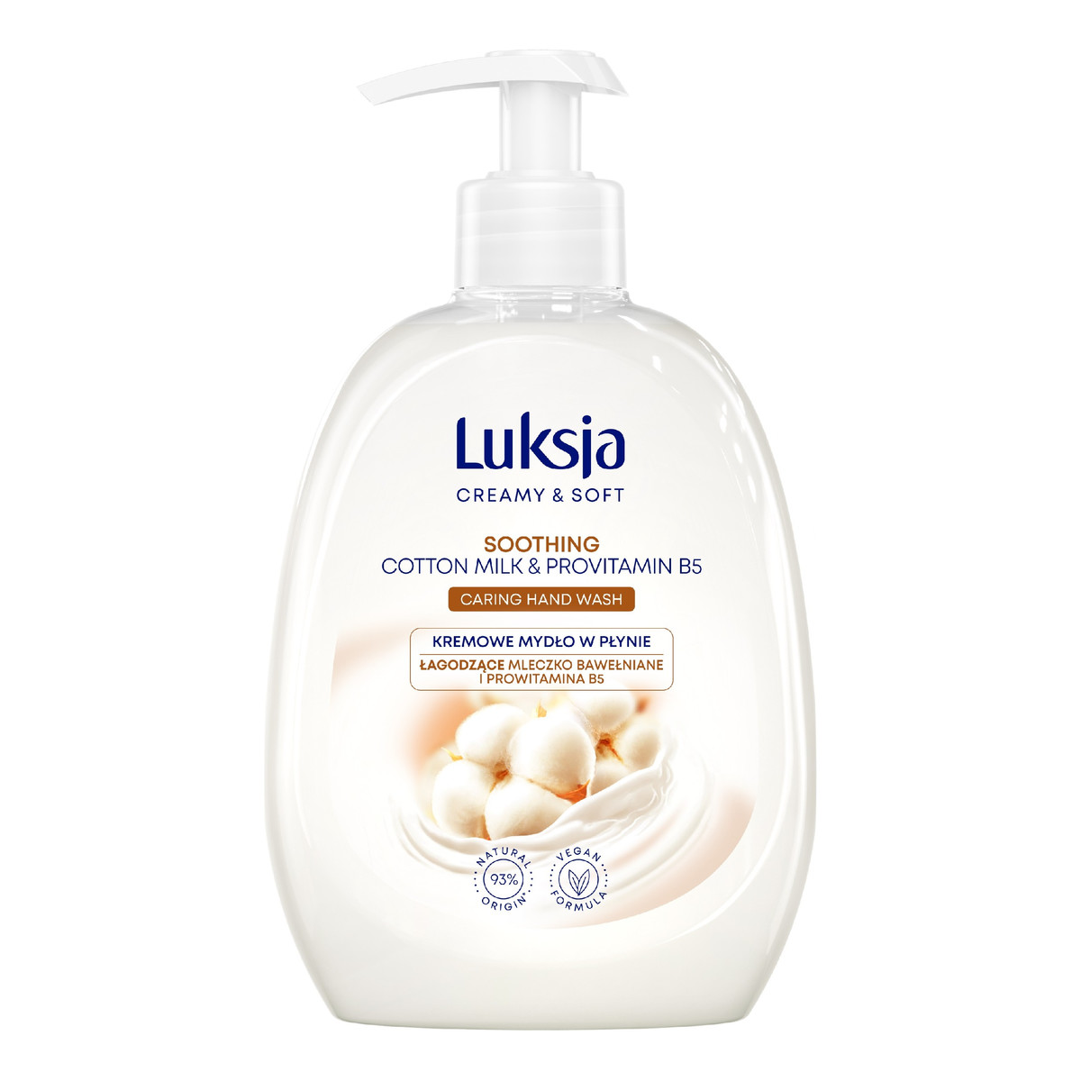 Luksja Creamy & Soft Łagodzące Kremowe Mydło w płynie Mleczko Bawełniane i Prowitamina B5 500ml