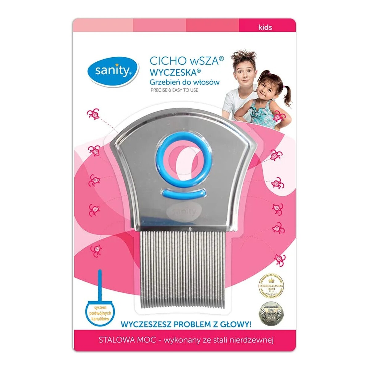 Sanity Kids cicho wsza wyczeska grzebień do włosów na wszy