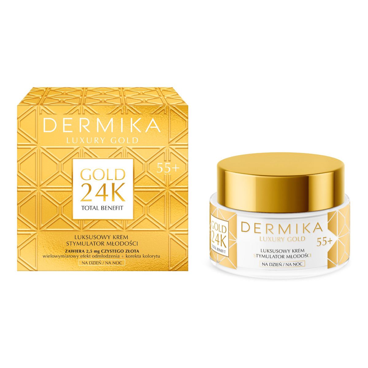 Dermika Luxury Gold 24K total benefit luksusowy Krem-stymulator młodości 55+ na dzień i noc 50ml