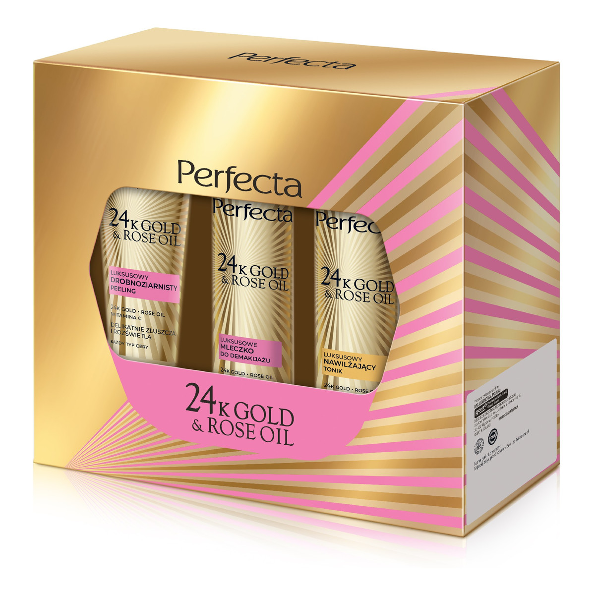 Dax PERFECTA 24K Gold & Rose Oil Zestaw prezentowy (peeling drobnoziarnisty & mleczko & tonik)