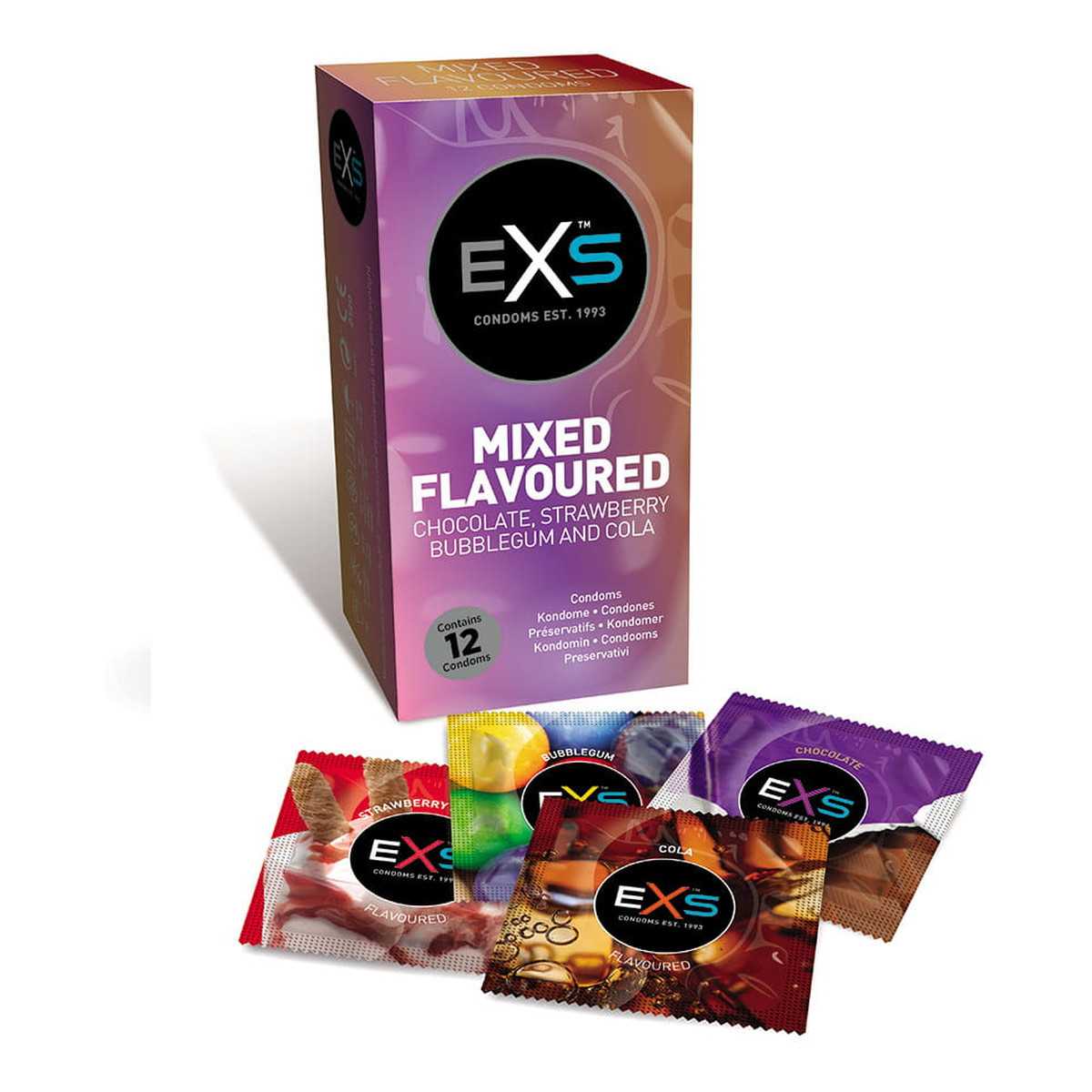 EXS Mixed flavoured condoms smakowe prezerwatywy 12szt.