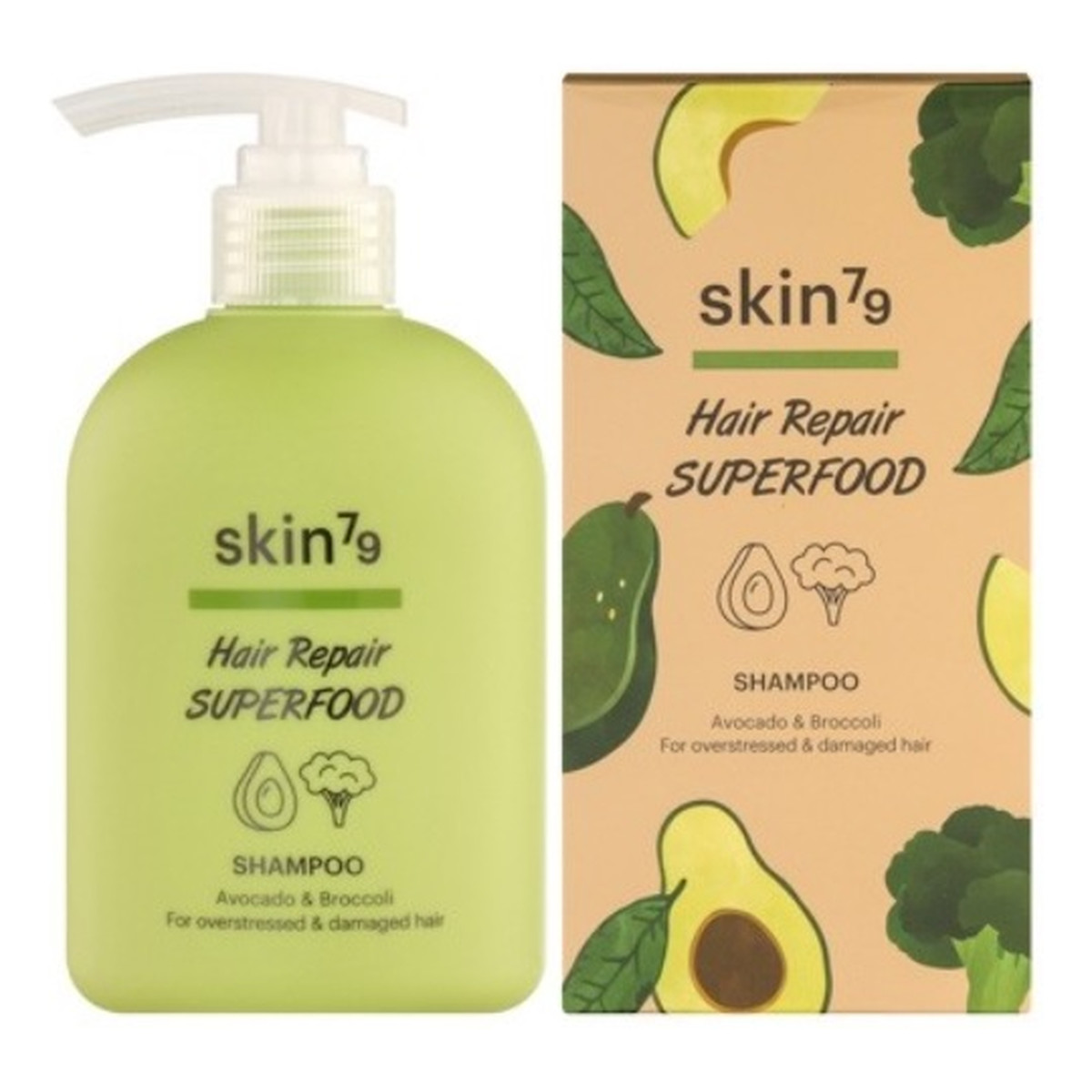Skin79 Hair Repair Superfood Szampon do przeciążonych i zniszczonych włosów Avocado & Broccoli 230ml