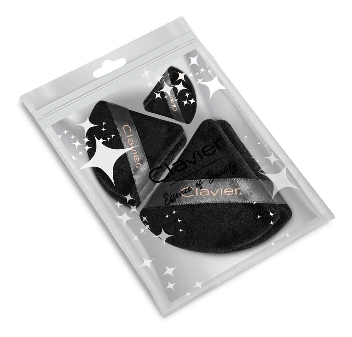 Puszek trójkątny do pudru czarny-6szt./mix