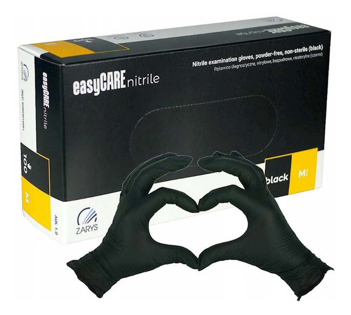 Rękawice diagnostyczne Nitrylowe bezpudrowe niesterylne czarne M A100
