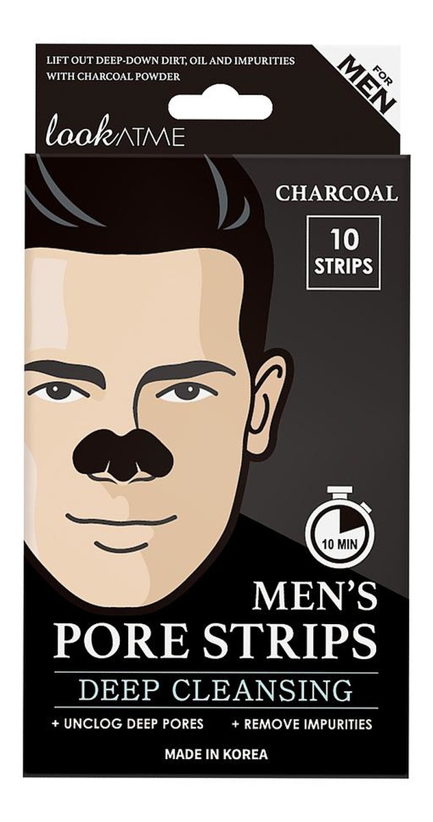 Men's Pore Strips Oczyszczające plastry na nos dla mężczyzn Charcoal 10szt.
