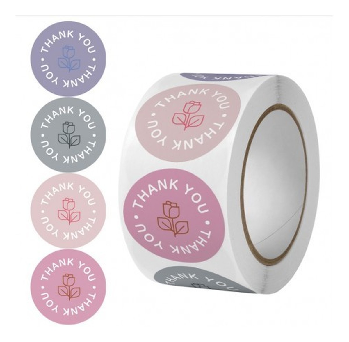 Ozdobne naklejki na taśmie "thank you" 25mm-1 rolka (500szt)