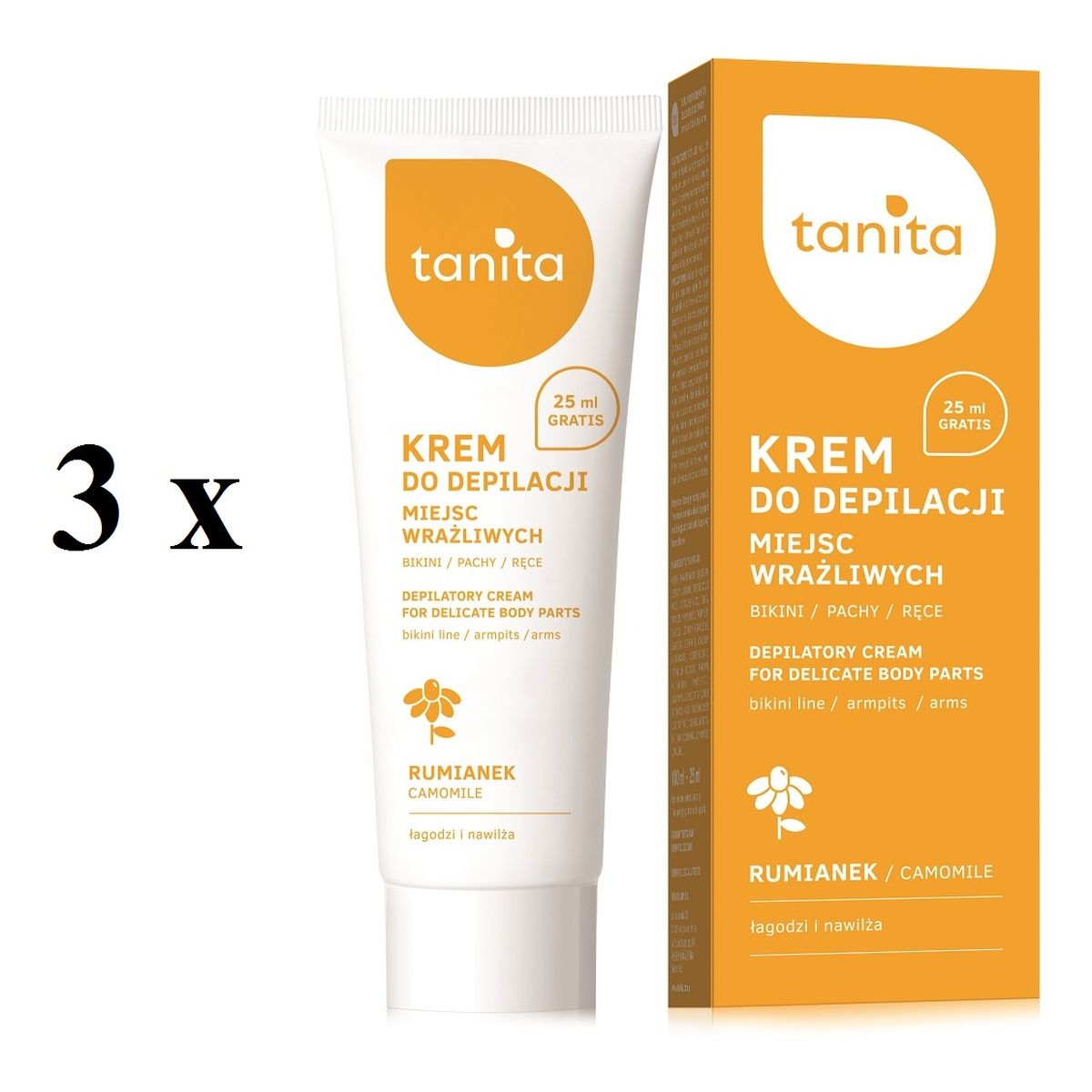 Tanita Depilatory Cream For Body błyskawiczny Krem do depilacji ciała rumianek 3x 125ml