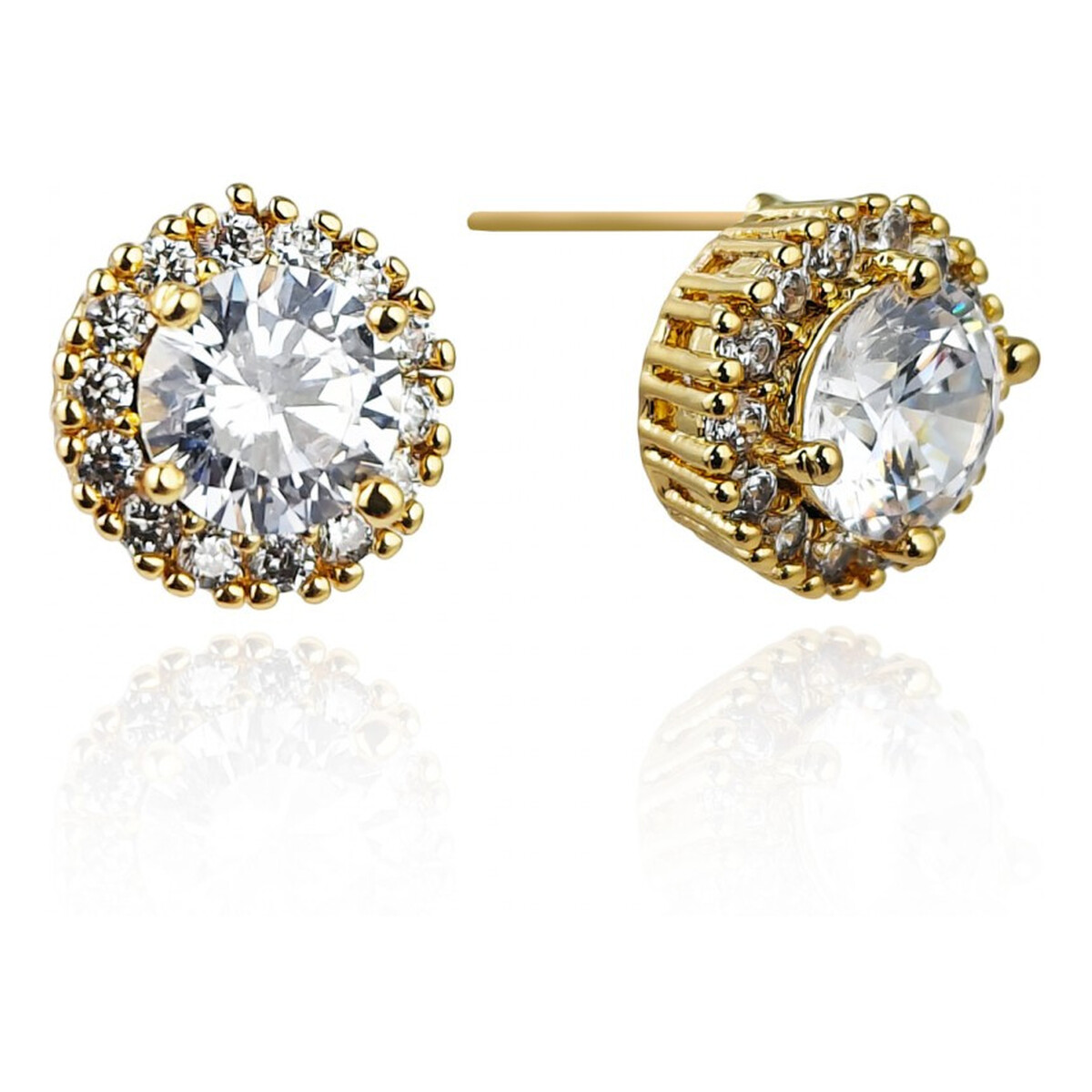 Ecarla Kolczyki ze stali szlachetnej pozłacane 14k złotem, z cyrkoniami Kst2859