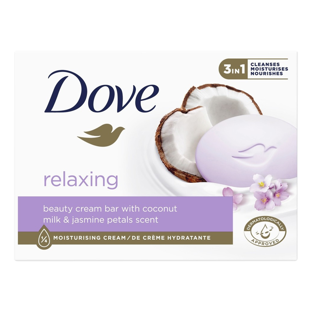 Dove Relaksujące Mydło w kostce 3in1 - Coconut Milk & Jasmine 90g