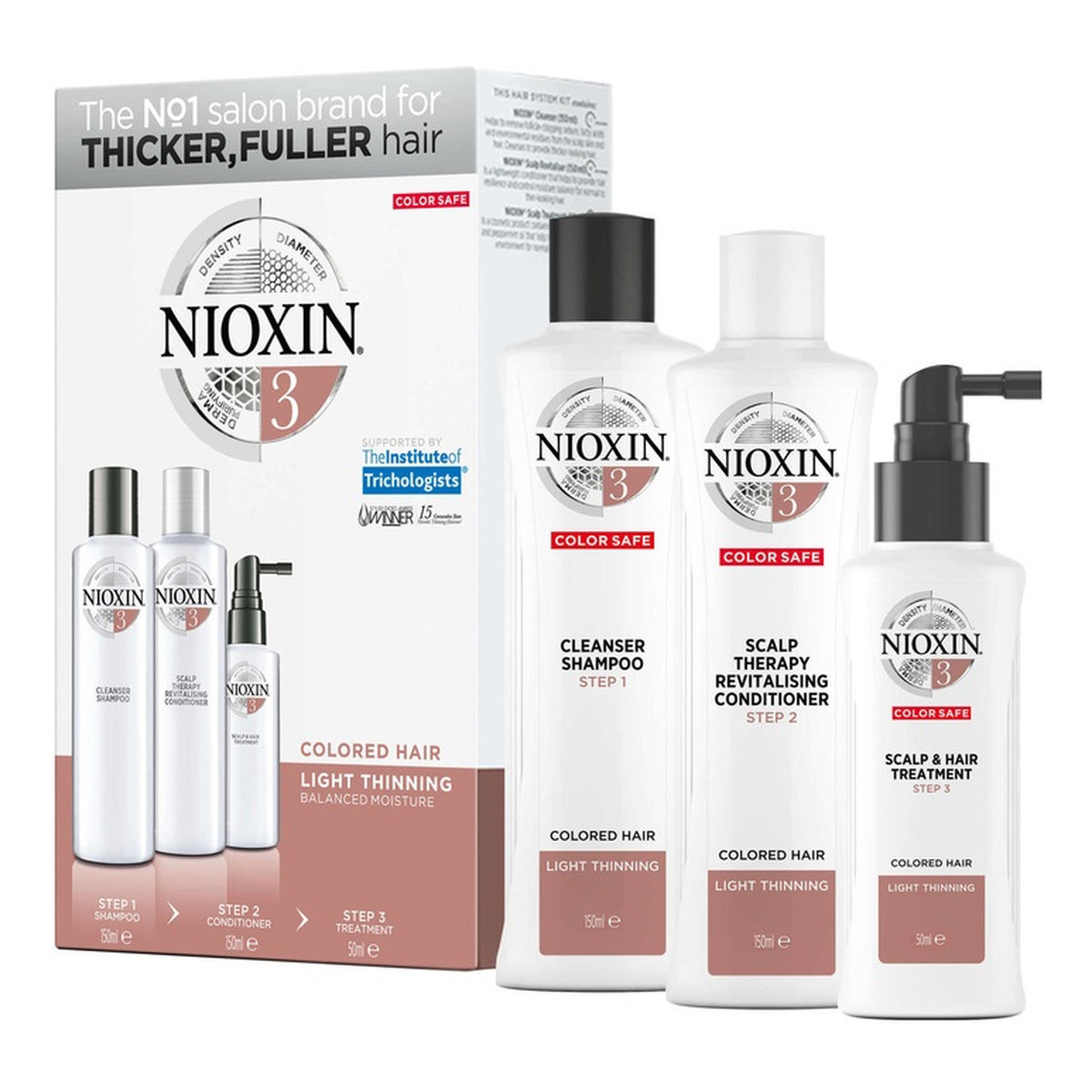 Nioxin System 3 Zestaw szampon do włosów 150ml + odżywka do włosów 150ml + kuracja do włosów 50ml