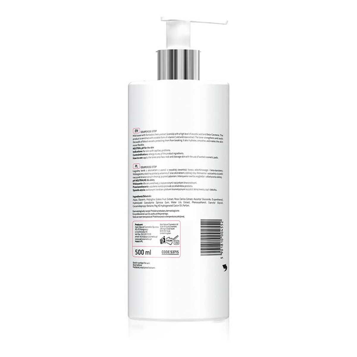 Apis Couperose-stop toner tonik do cery naczynkowej z acerolą 500ml