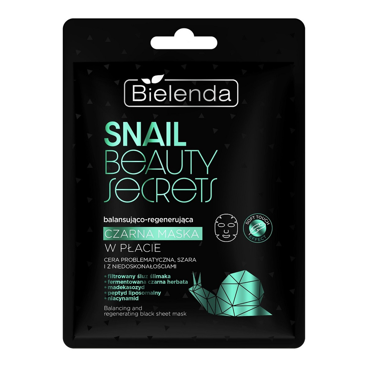 Bielenda Snail beauty secrets balansująco-regenerująca czarna maska w płacie