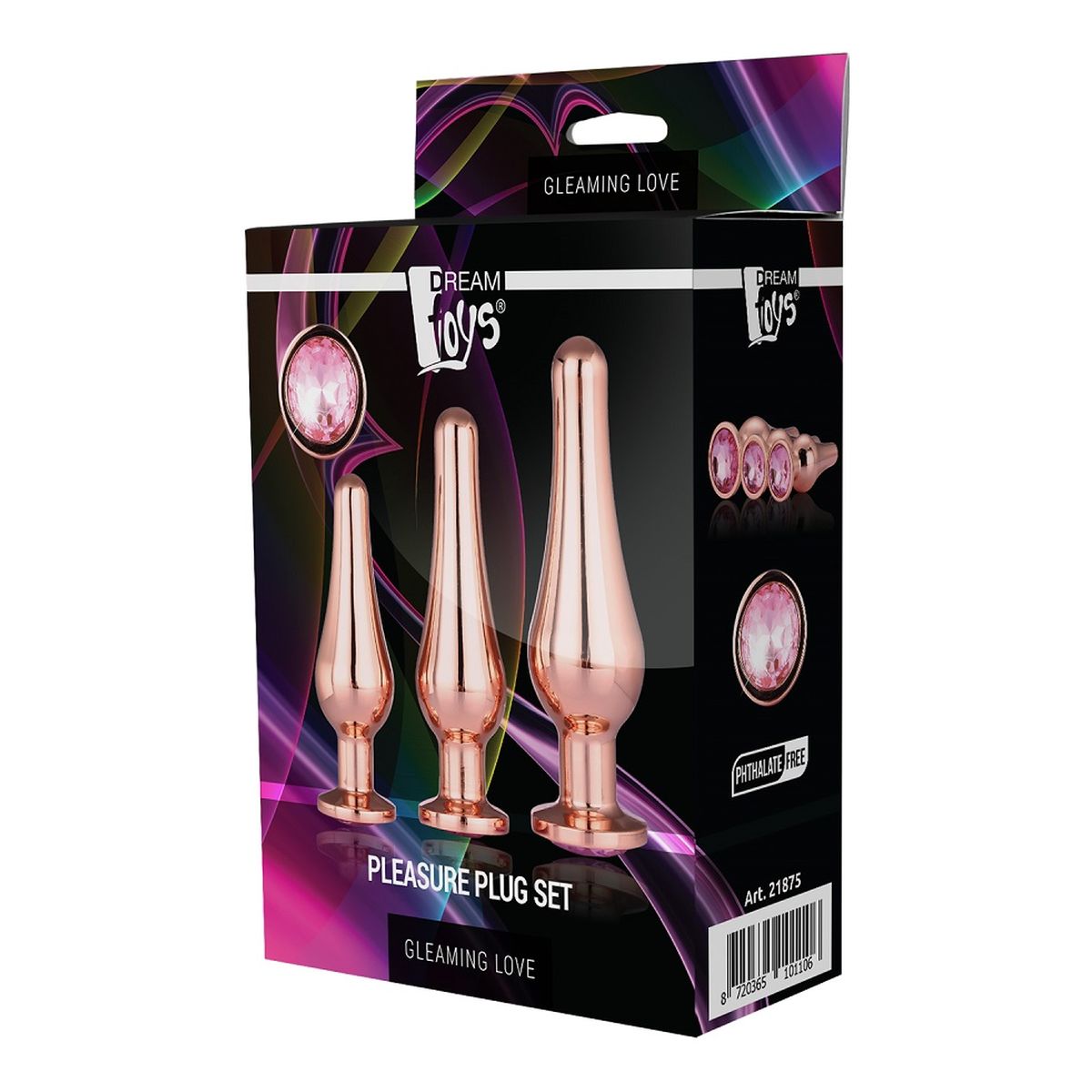 Dream Toys Gleaming Love Rose Gold Pleasure Plug Set Zestaw korków analnych 3szt.