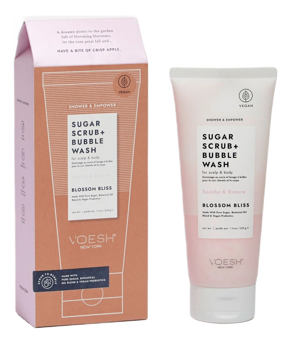Sugar scrub + bubble wash cukrowy peeling myjący do ciała i skóry głowy blossom bliss 210g