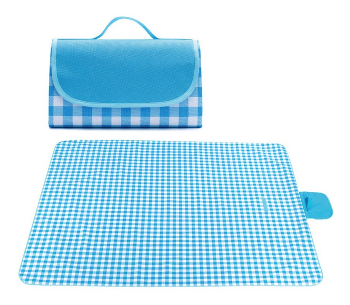 Mata plażowa-torebka w biało niebieską kratkę-rozmiar: 145x200cm 1szt