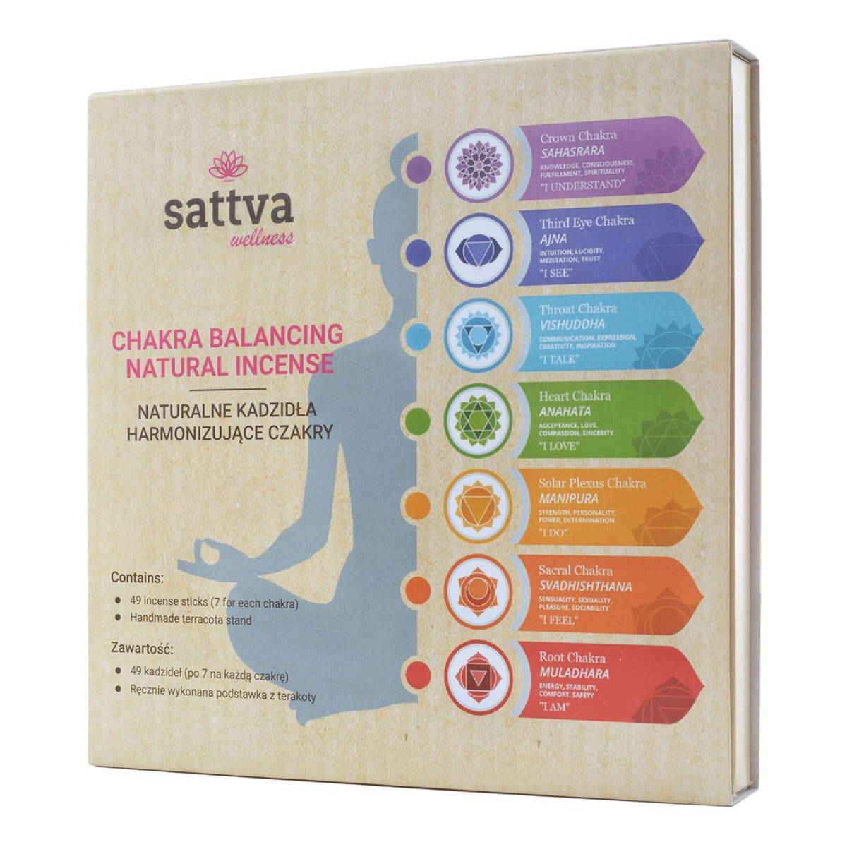Sattva Chakra balancing natural incense naturalne kadzidła harmonizujące czakry 49szt