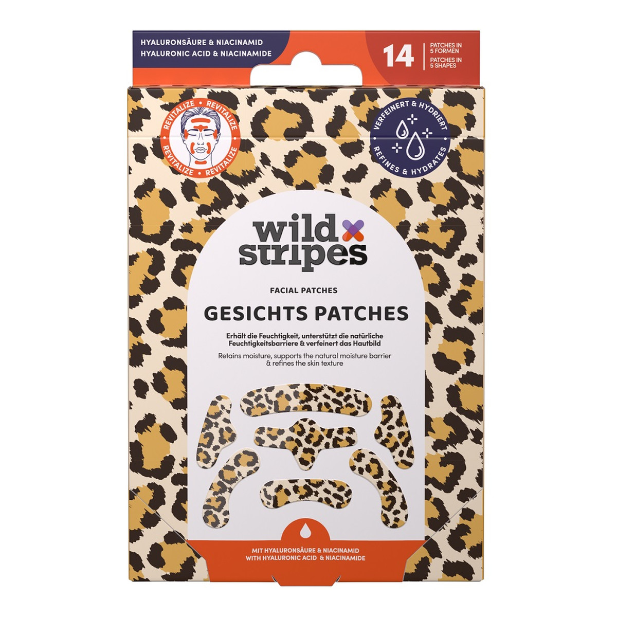 Wild Stripes Facial Patches plastry hydrokoloidowe z kwasem hialuronowym i niacynamidem Leo 14szt.