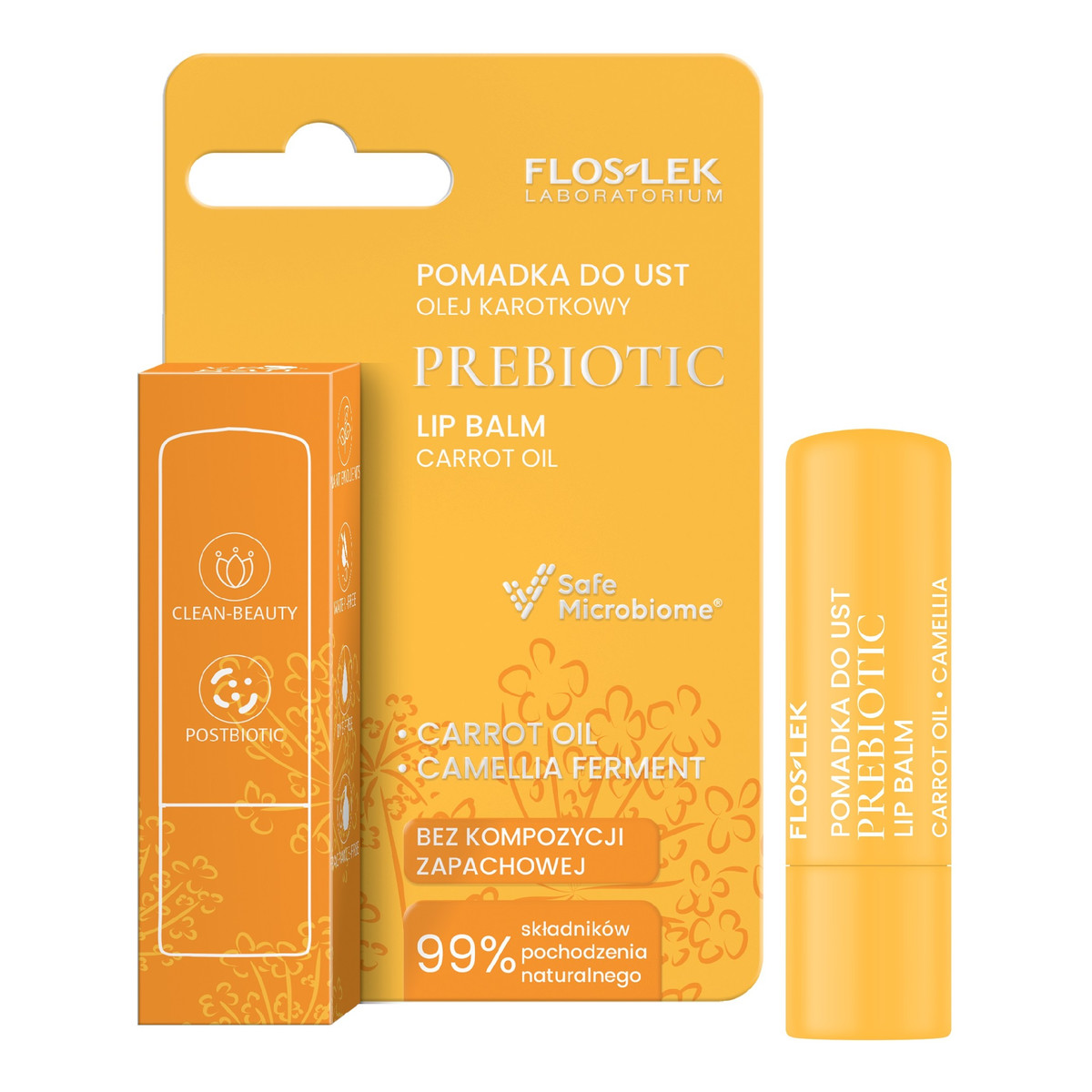 FlosLek Prebiotic Lip Care Prebiotyczna pomadka do ust olej karotkowy 4g