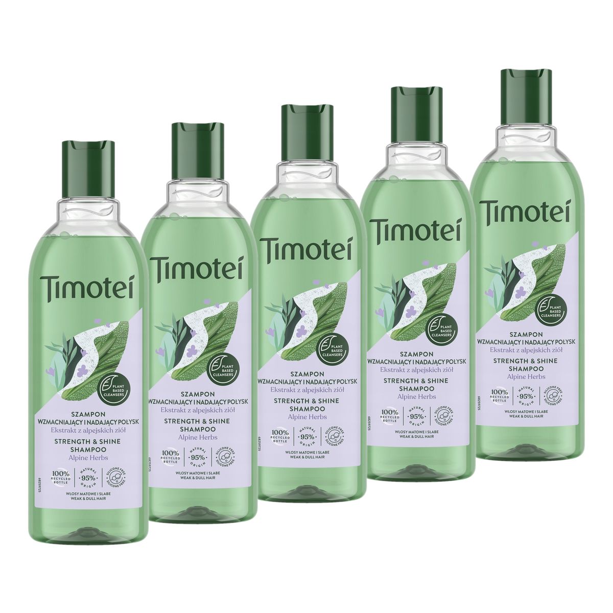 Timotei Strength&Shine Szampon Wzmacniajacy i Nadający Połysk Ekstrakt z Alpejskich Ziół 5x400ml