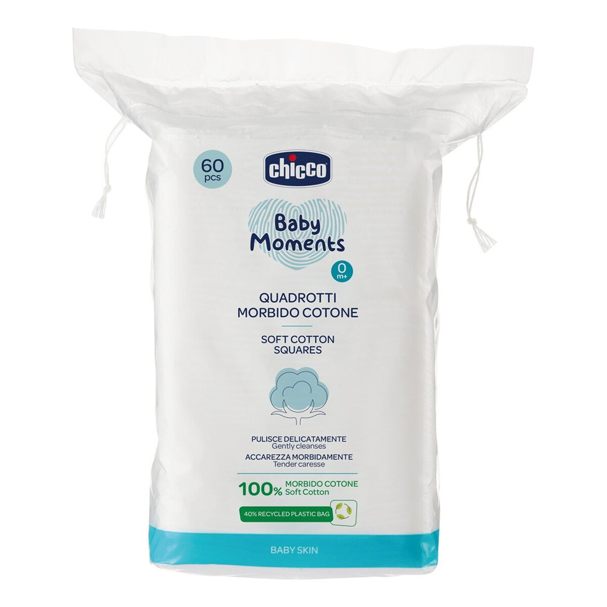 Chicco Baby moments bawełniane waciki kosmetyczne 0m+ 60szt.